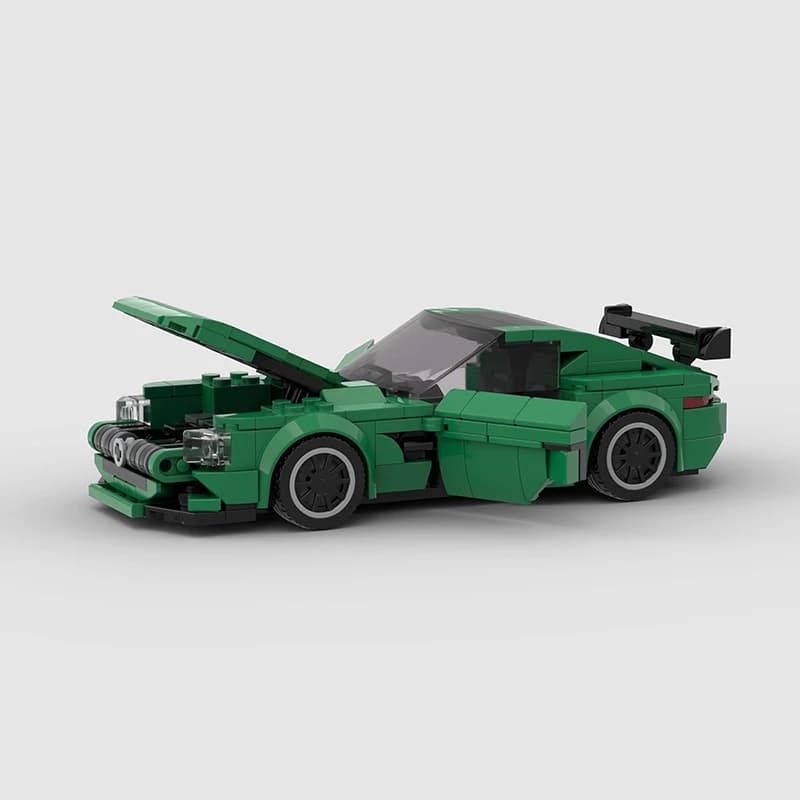 Model MOC inspirowany AMG GT R – sportowa sylwetka premium, satysfakcja ze składania i efektowny model do kolekcji lub na prezent.
