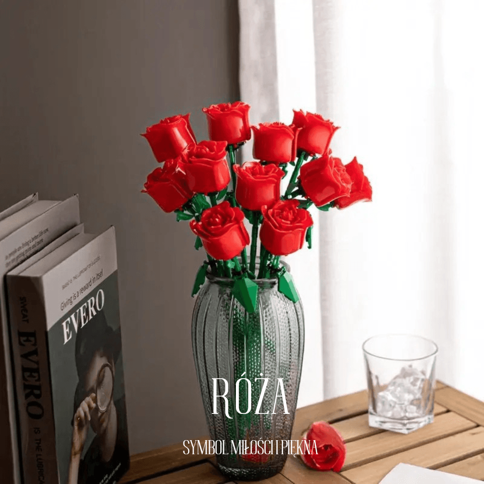 Romantyczna róża z klocków do samodzielnego złożenia – dekoracyjny bukiet w wybranym kolorze. Kreatywne budowanie i efektowna ozdoba do domu lub na prezent.