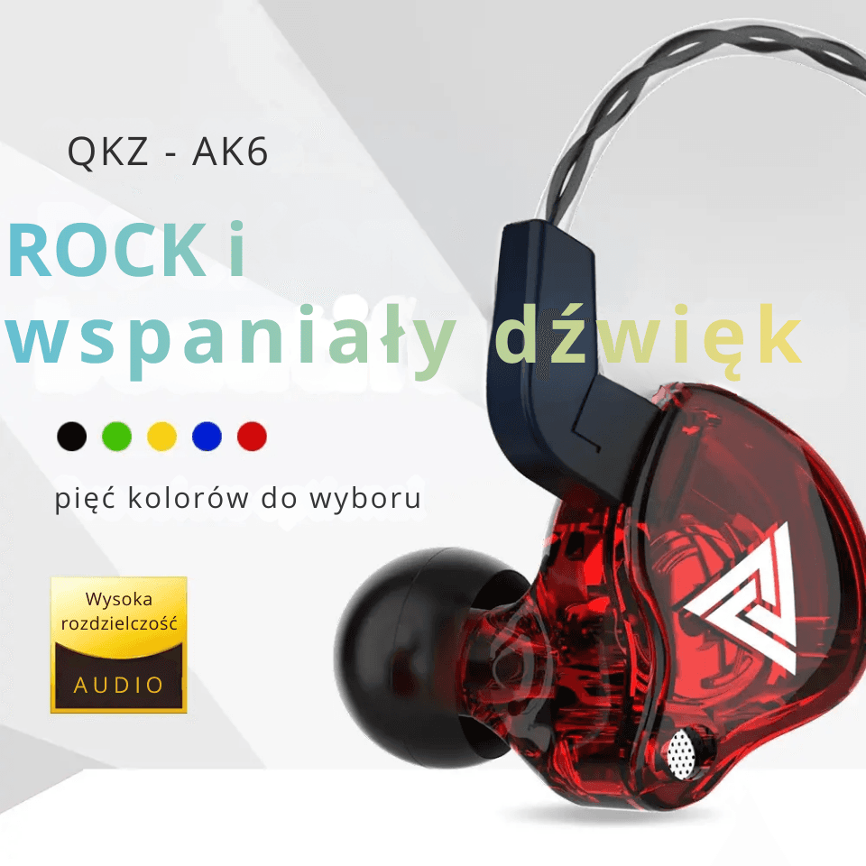 Słuchawki dokanałowe QKZ AK6 – proste, lekkie i wygodne, z wyraźnym basem do codziennego słuchania muzyki, filmów i gier.