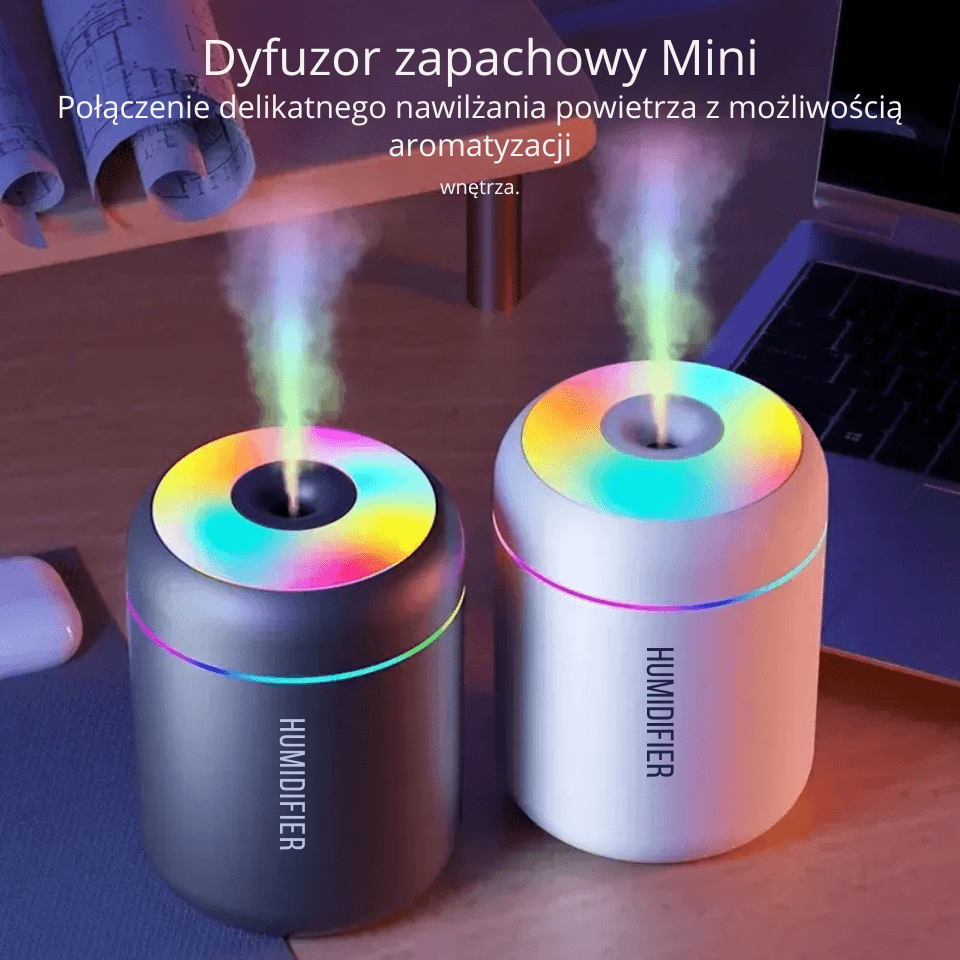Mini dyfuzor zapachowy 180 ml na USB. Kompaktowy, prosty w obsłudze, do domu, biura i samochodu; sprawdzi się także jako prezent.