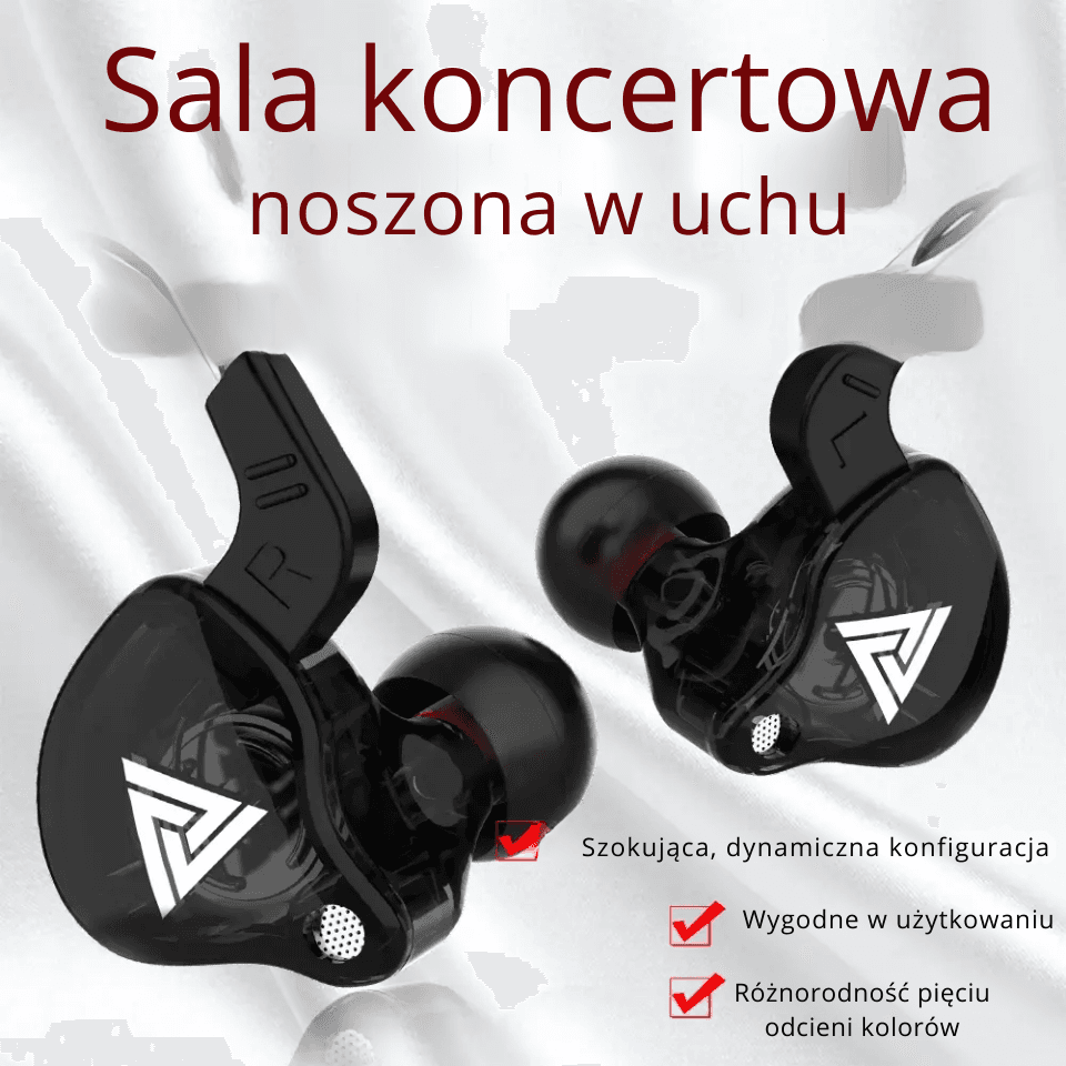 Słuchawki dokanałowe QKZ AK6 – proste, lekkie i wygodne, z wyraźnym basem do codziennego słuchania muzyki, filmów i gier.