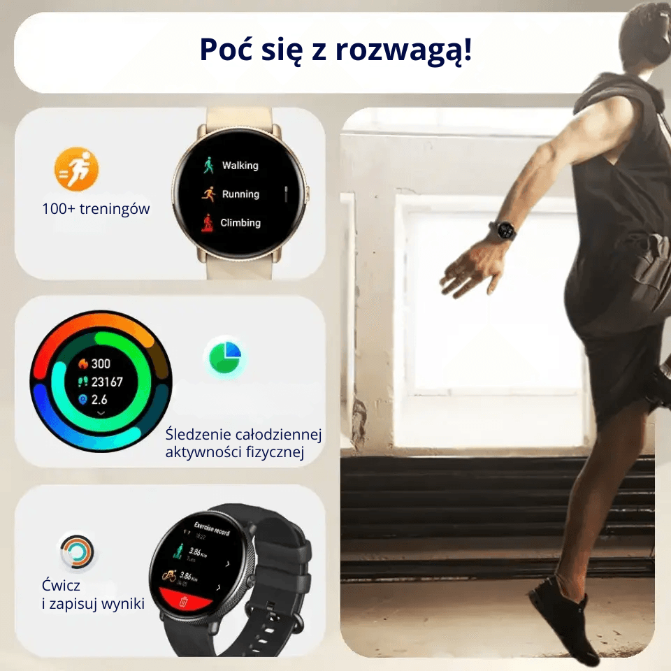 Zeblaze GTR 3 Pro to elegancki smartzegarek z AMOLED 1.43", stalą 316L i rozmowami Bluetooth. Działa na co dzień i do aktywności, także jako bezpieczny prezent.