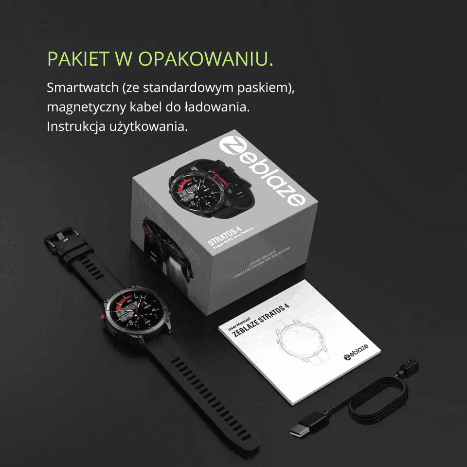 Zeblaze Stratos 4 to smartzegarek z AMOLED 1.43", GNSS 6 systemów, kompasem i barometrycznym wysokościomierzem oraz rozmowami Bluetooth. Także jako bezpieczny prezent.