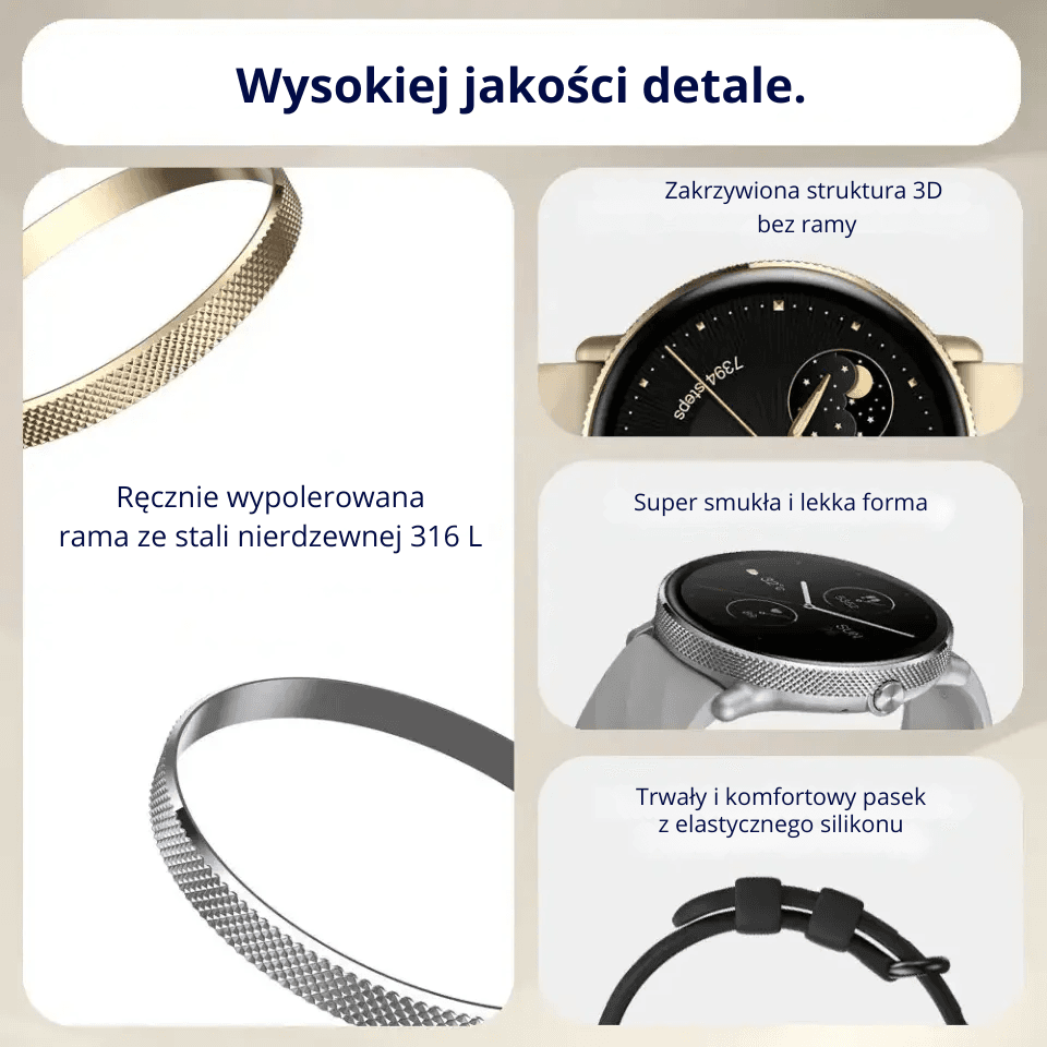 Zeblaze GTR 3 Pro to elegancki smartzegarek z AMOLED 1.43", stalą 316L i rozmowami Bluetooth. Działa na co dzień i do aktywności, także jako bezpieczny prezent.