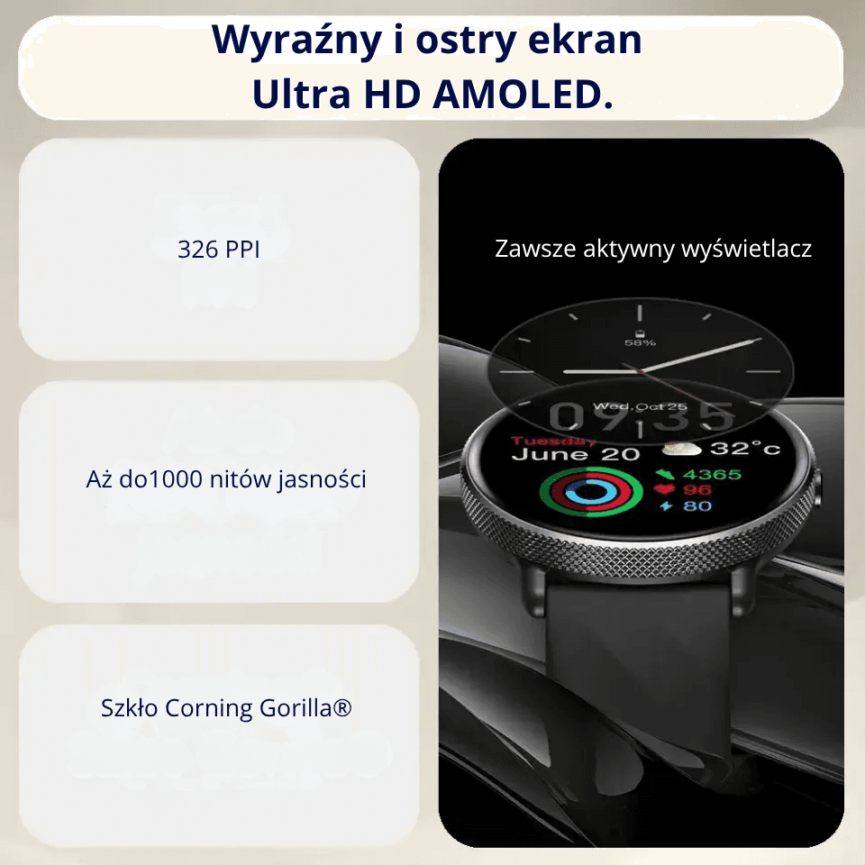 Zeblaze GTR 3 Pro to elegancki smartzegarek z AMOLED 1.43", stalą 316L i rozmowami Bluetooth. Działa na co dzień i do aktywności, także jako bezpieczny prezent.